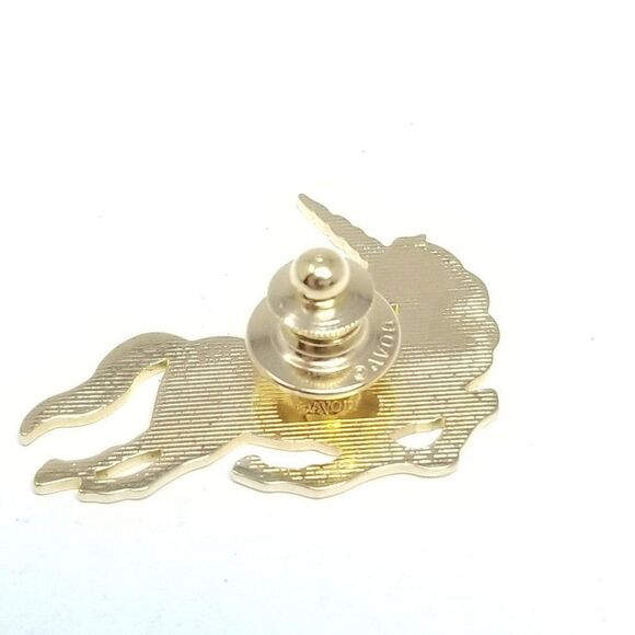 Vintage Unicorn Lapel Pin, Gold Tone Metal, Lounging Animal, Estate - Picture 3 of 7